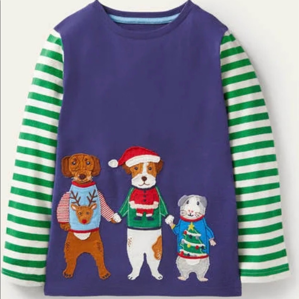 NWT Mini Boden Festive Appliqué Tee